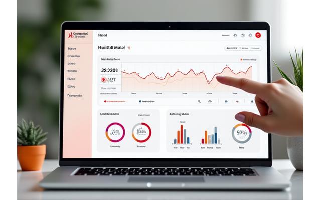 Modern digital dashboard displaying health metrics, progress charts, and personalized insights for nutrition tracking.