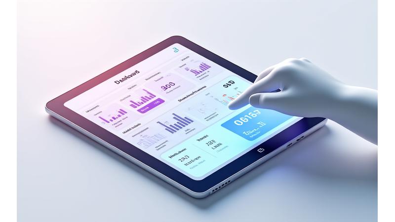 Digital dashboard showing colorful charts and graphs for stress levels and meditation duration.